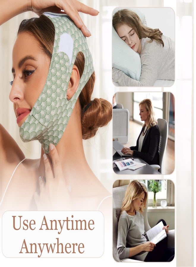 EDCBMB V Line Lifting Mask chin strap for sleeping jaw exerciser jawline shaper for women,Large,Green - Image 5